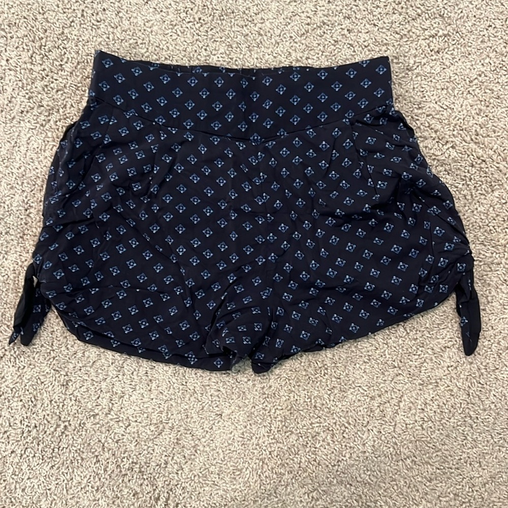 Free People Navy Printed Rayon Shorts, Size XS